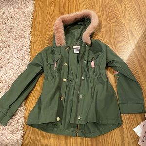 Little Lass hooded girls green jacket